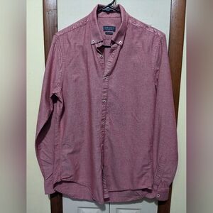 Zara Man Slim Fit Red Button Down Long Sleeve Shirt Size Medium